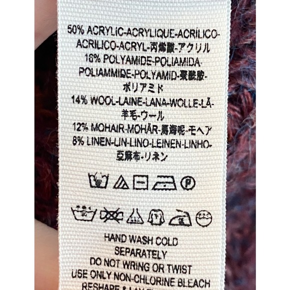 Free‎ People Wool Mohair Linen Blend Sweater S Red Marled Tatiana Pullover Knit - Picture 7 of 7